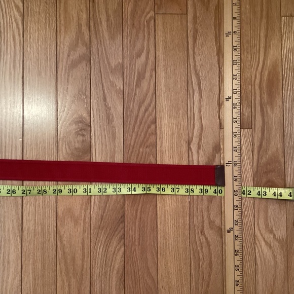 Lands’ End Cotton & Leather Belt, red, size small - Picture 5 of 6